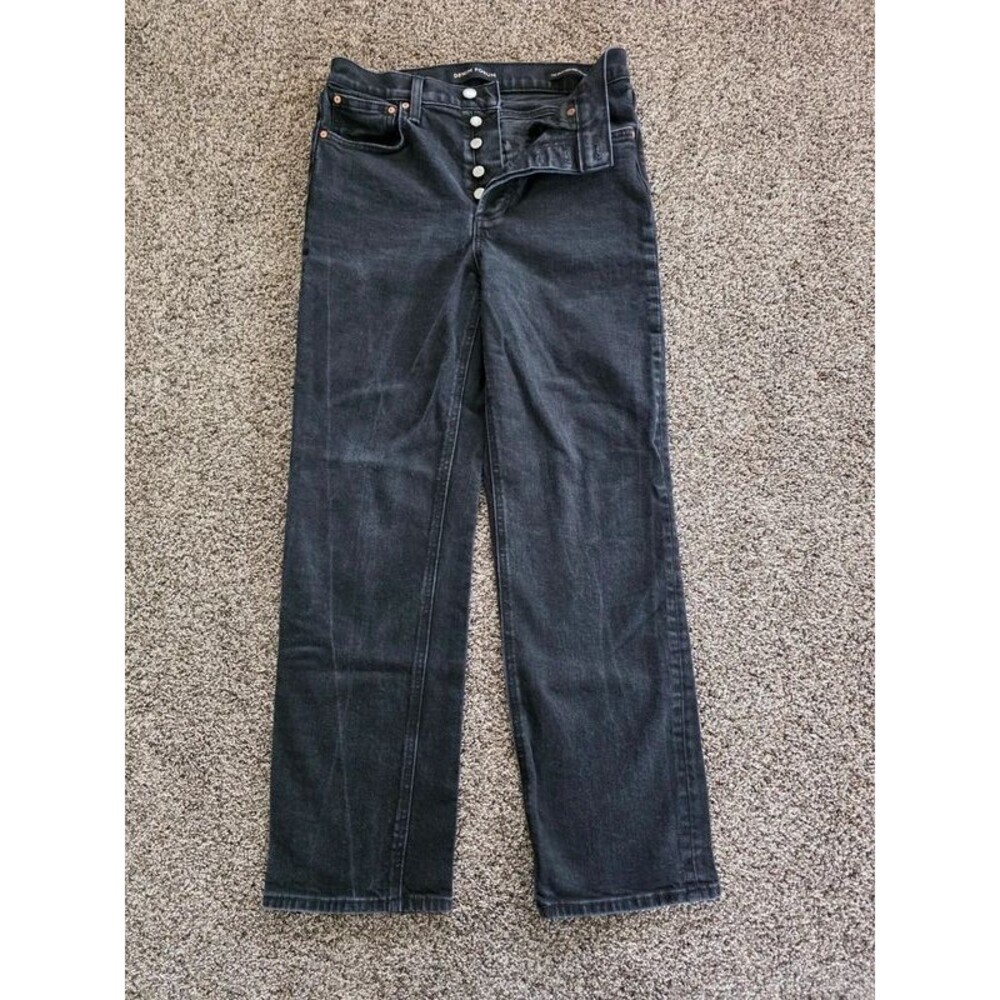 Denim Forum The Arlo High Rise Straight Jeans Womens Size 28 Black Denim Aritzia